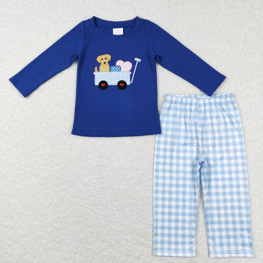 BLP0402 boy clothes embroidered dog love boy valentines day outfit