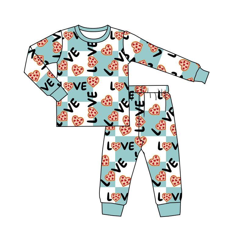 pre-order BLP0417 toddler boy clothes love cookies pajamas set