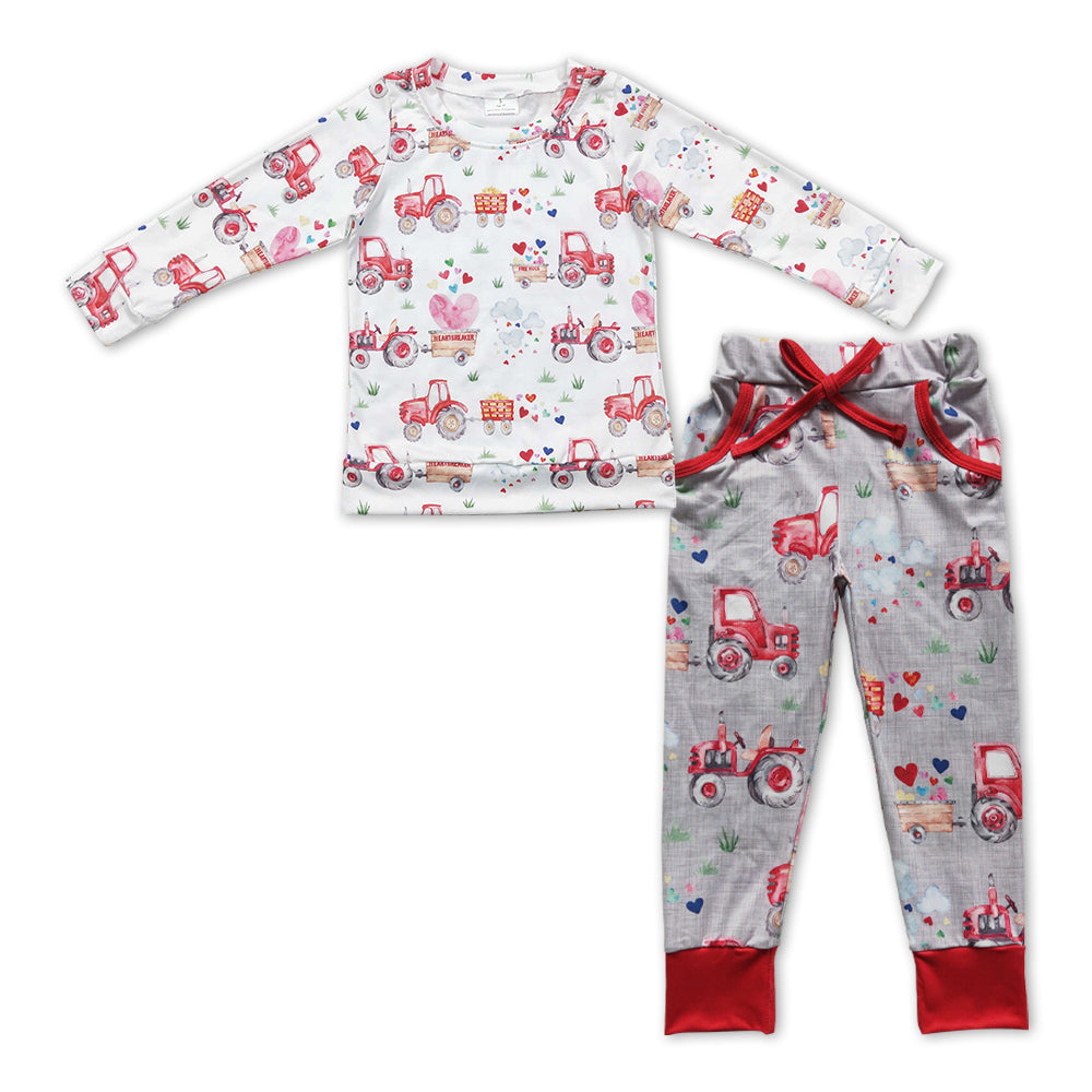 BLP0446 baby boy clothes truck hearts valentine set