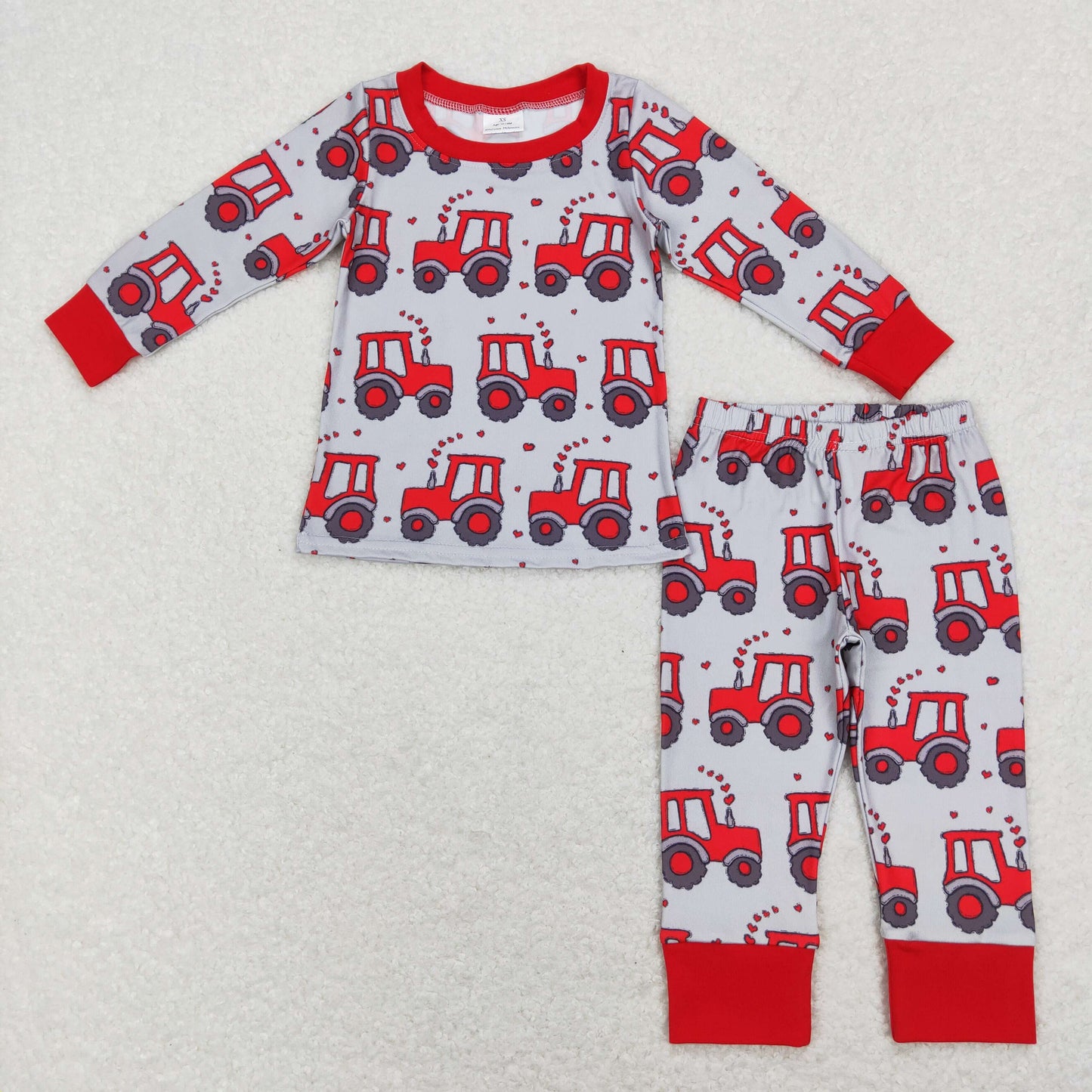 Sibling Baby Boys Hearts Trucks Top Pants Valentine Pajamas Sets Zipper Footie Rompers