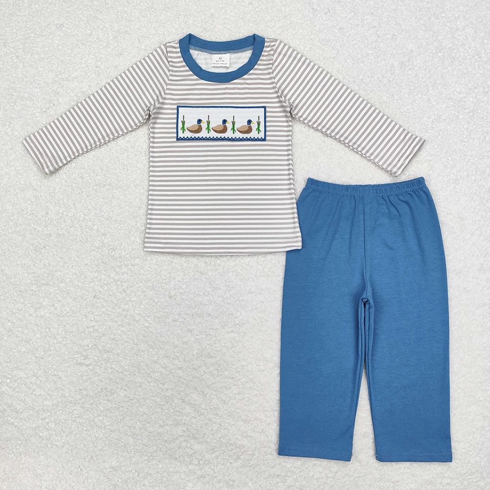 Sibling Hunting Baby Boys Embroidery Southern Tops Pants Clothes Sets