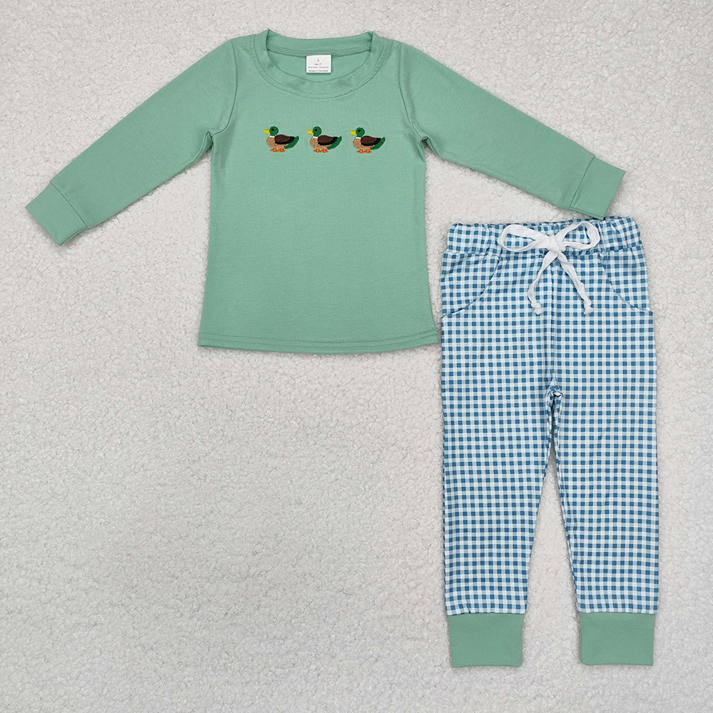 Sibling Hunting Baby Boys Embroidery Southern Tops Pants Clothes Sets