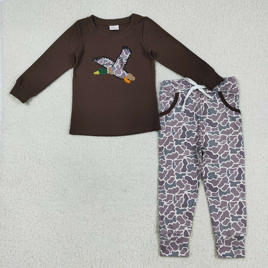 BLP1123 Baby BOYS Duck camo embroidery hunting shirt pants outfits sets