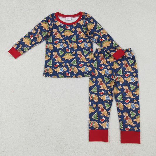BLP1155 Baby Boys Hats Dinosaurs Socks Top Pant Christmas Pajamas Sets