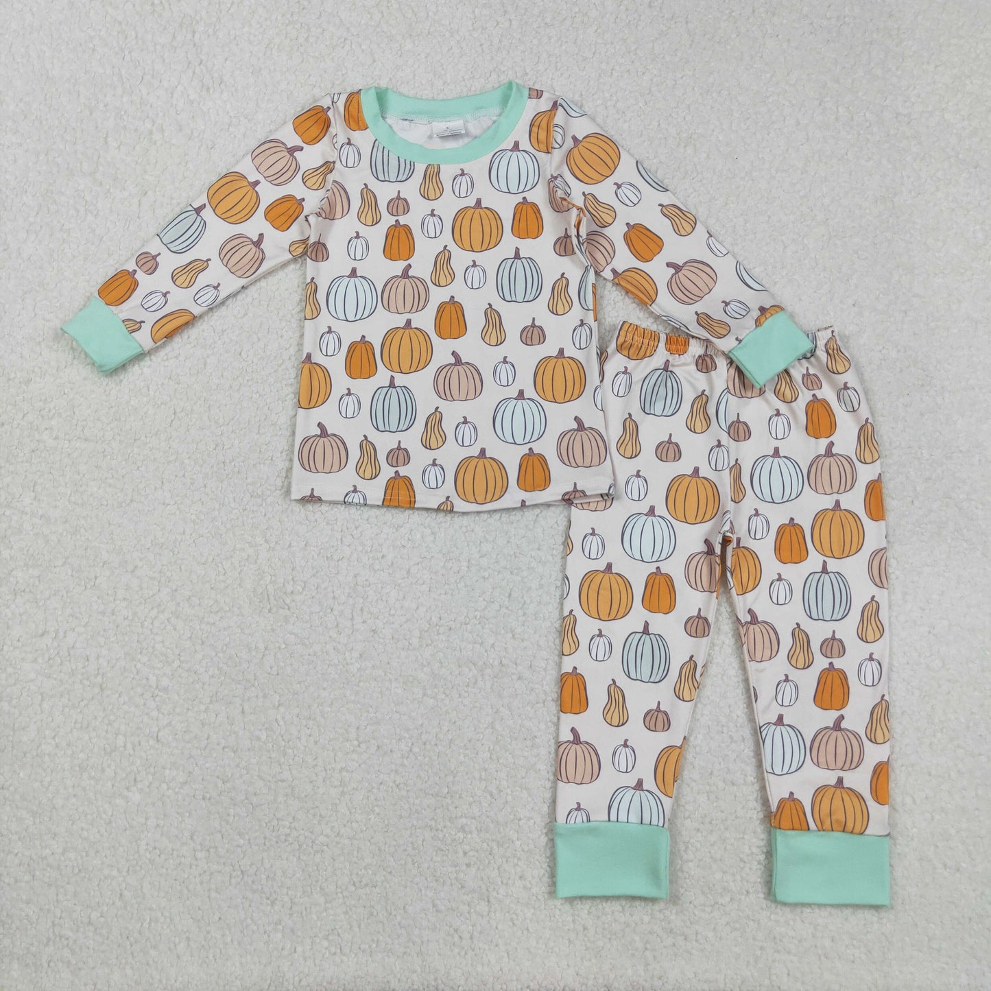BLP1222 Baby Boys Colorful Pumpkins Plaid Top Pants Fall Pajamas Sets