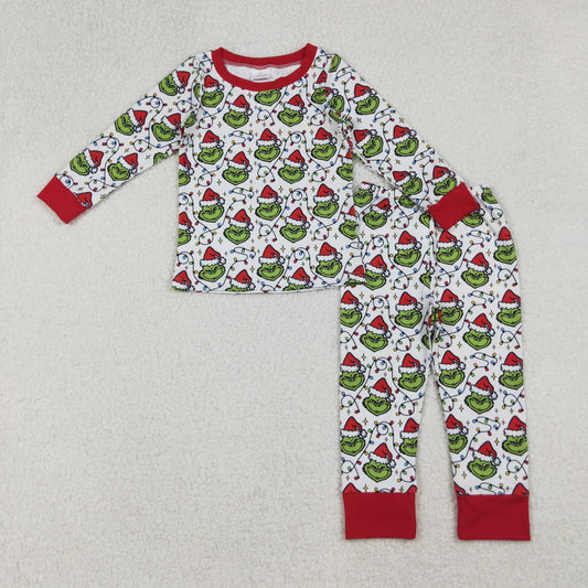 BLP1225 Baby Boys Hats Green Face Lights Top Pants Christmas Pajamas Sets