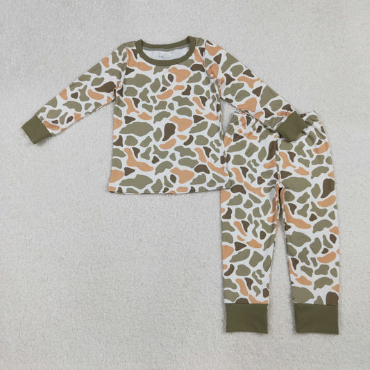BLP1228 Baby Boys Green Khaki Camo Top Pants Southern Pajamas Sets