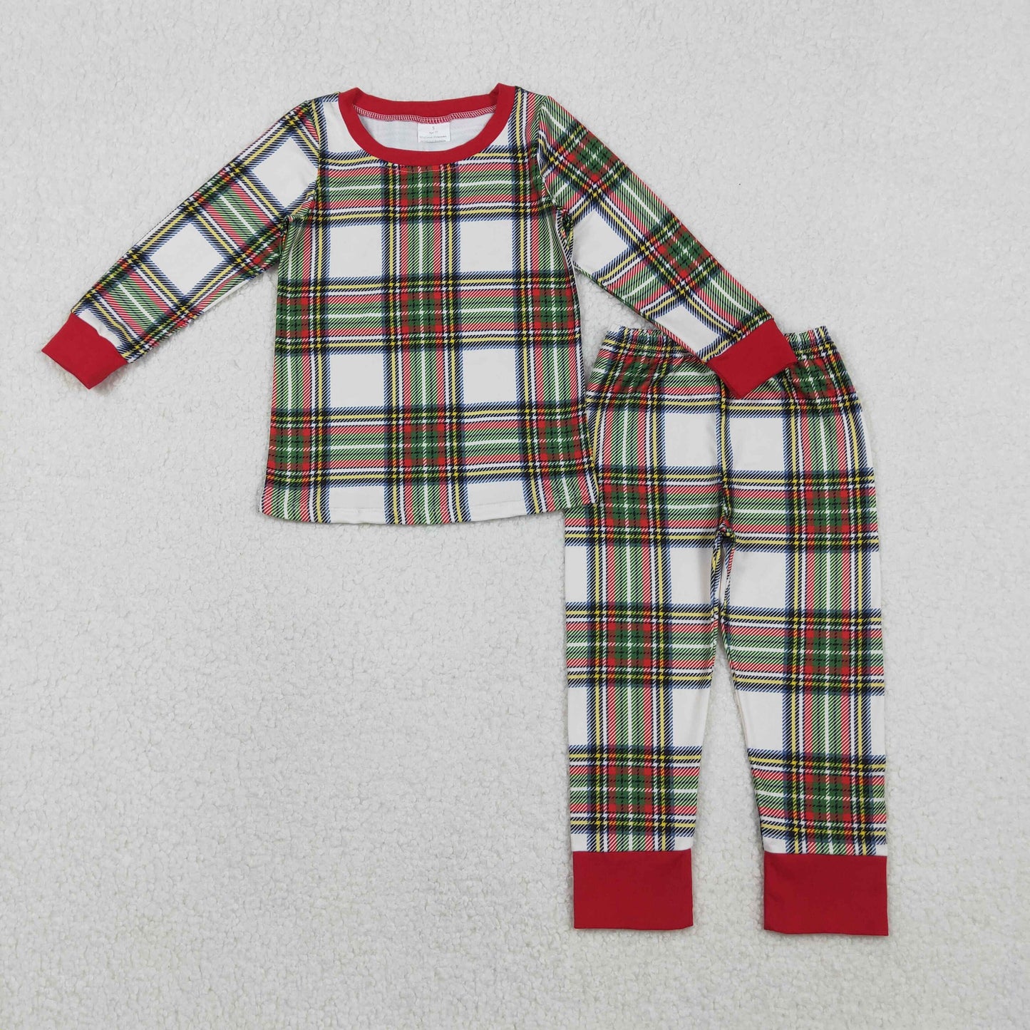 Sibling Baby Boys Girls Green Red Checked Christmas Pants Pajamas Sets