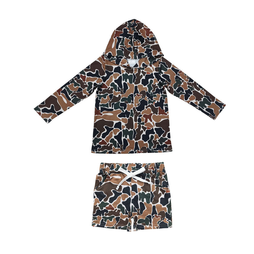 Sibling Baby Boys Camo Hoodies Top Pockets Shorts Southern Clothes Sets