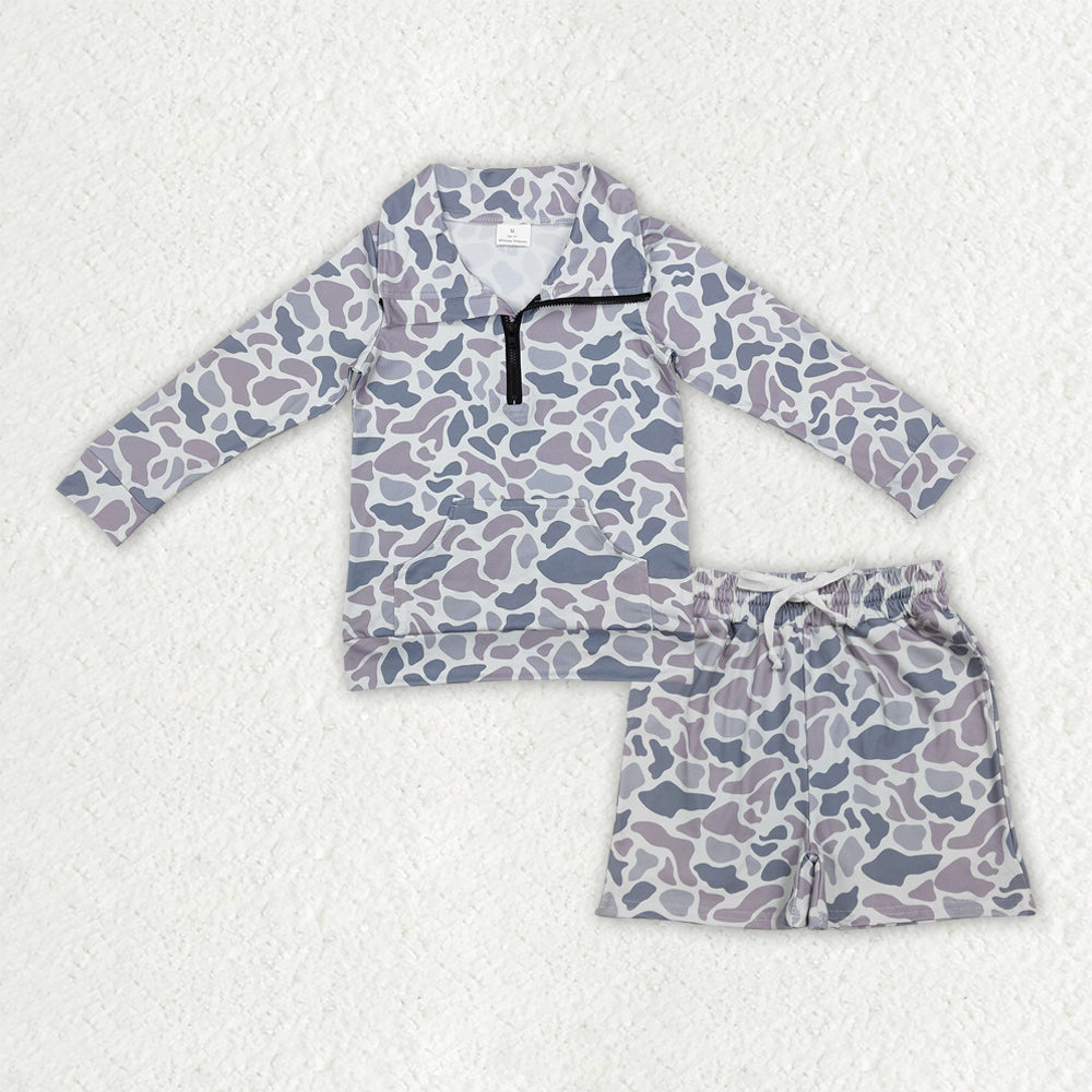 Sibling Baby Boys Southern Camo Zipper Pockets Pullovers Pockets Shorts Hunting Clothes Sets