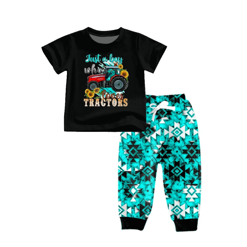 10.11 pre-order BSPO0203 boys BALCK Tractor bottoms sets