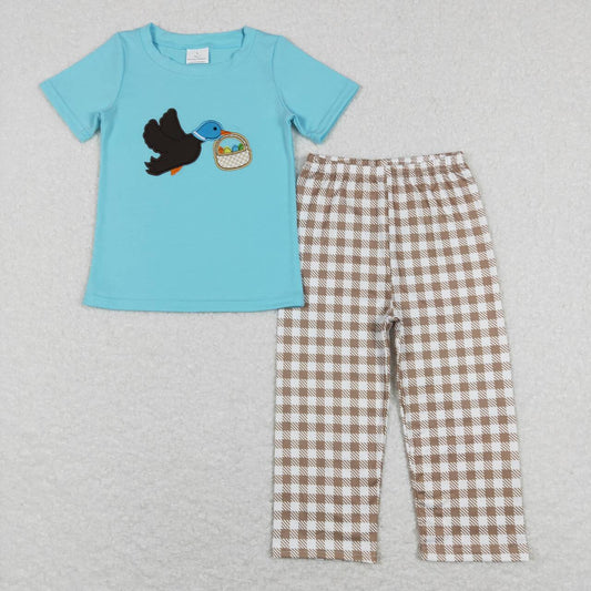 BSPO0216 boy Mallard Easter fall spring short sleeve set