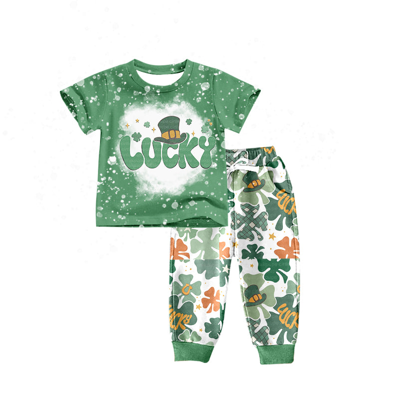 pre-order BSPO0223  boy clothes  St. Patrick's Day lucky spring fall outfit