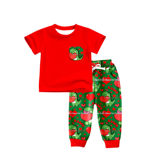 pre-order BSPO0229 toddler boy clothes Dinosaur Heart outfit