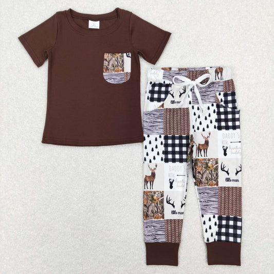 BSPO0250 boy clothes hunting elk plaid boy fall spring outfit