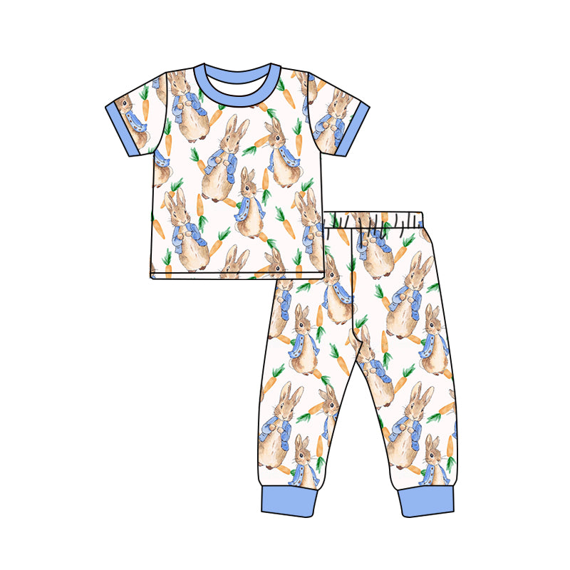 BSPO0253 pre-order kids clothes boys bunny flower easter pajamas