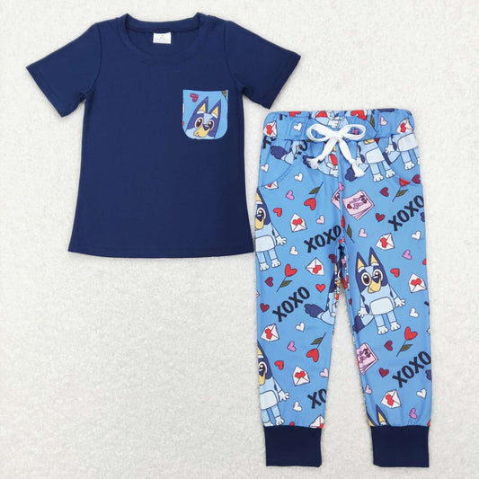 BSPO0271 baby boy clothes boy cartoon dog valentines day outfit