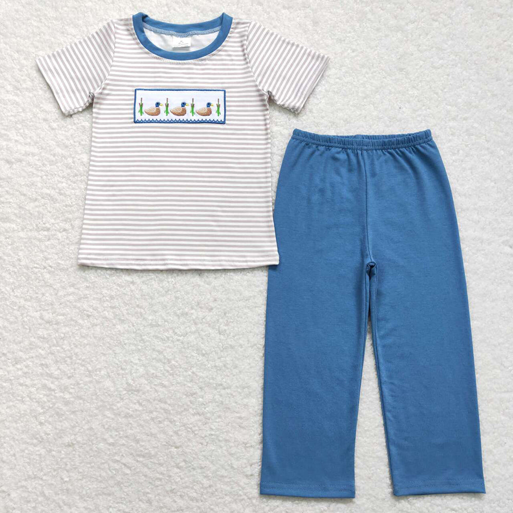 Sibling Baby Boys Embroidery Hunting Short Sleeve Shirt Pants Clothes Sets