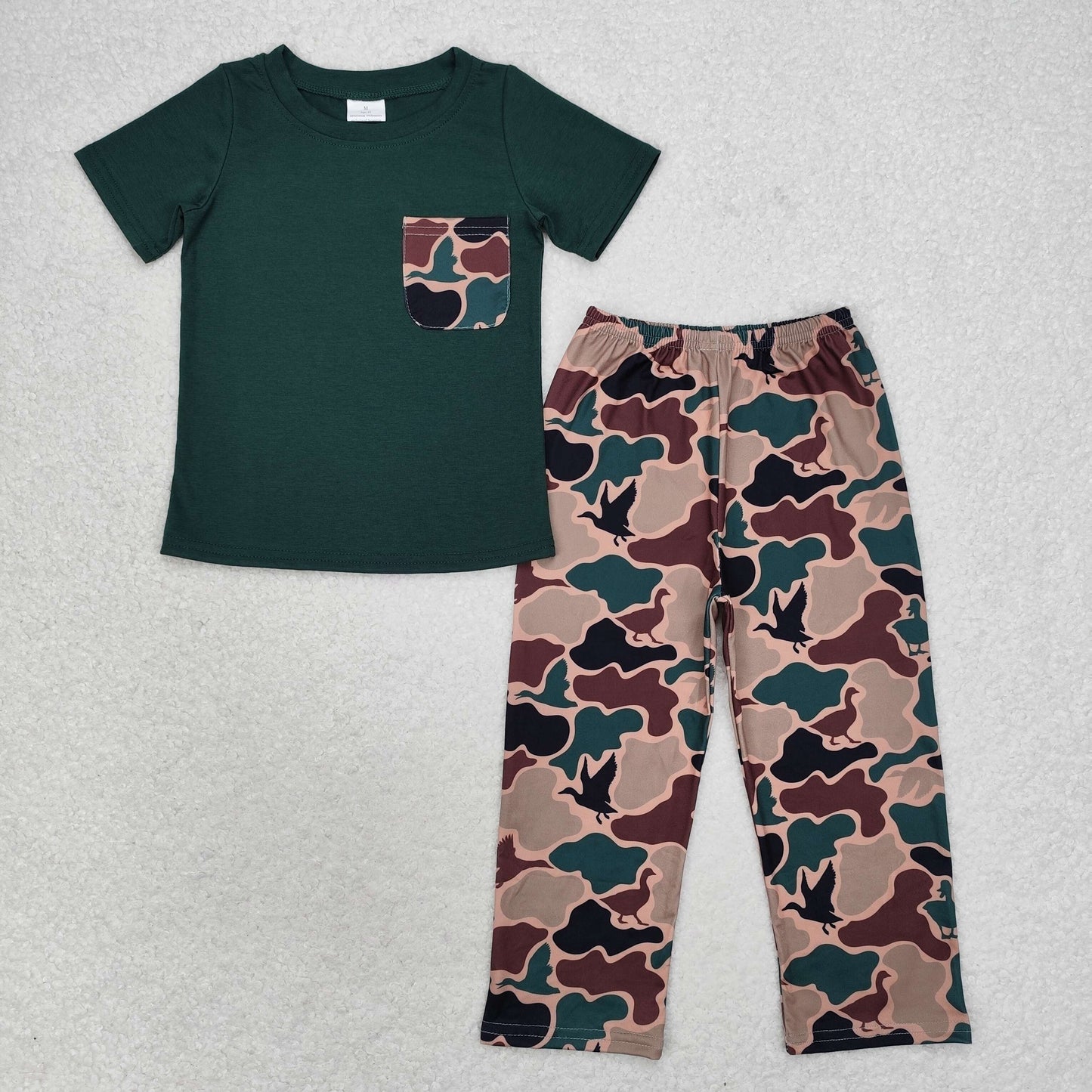 Sibling Baby Boys Short Sleeve Pocket Top Southern Hunting Camo Pants Clothes Sets