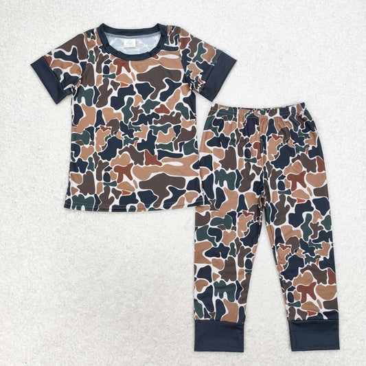 BSPO0443  3-6M to 7-8T Bamboo toddler boy clothes brown camouflage boys pajamas outfit