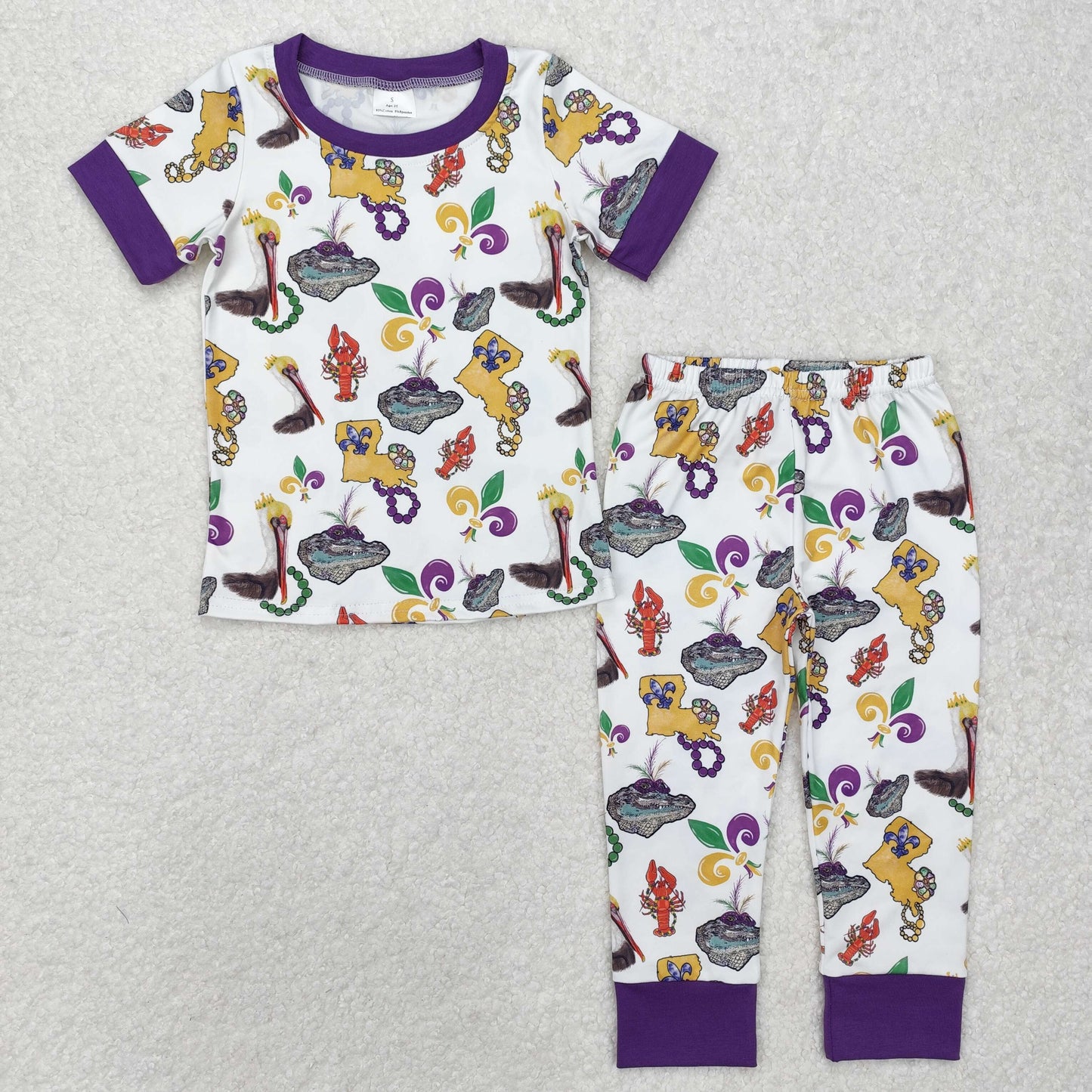 Sibling Baby Boys Girls Mardigras Top Pants Pajamas Sets