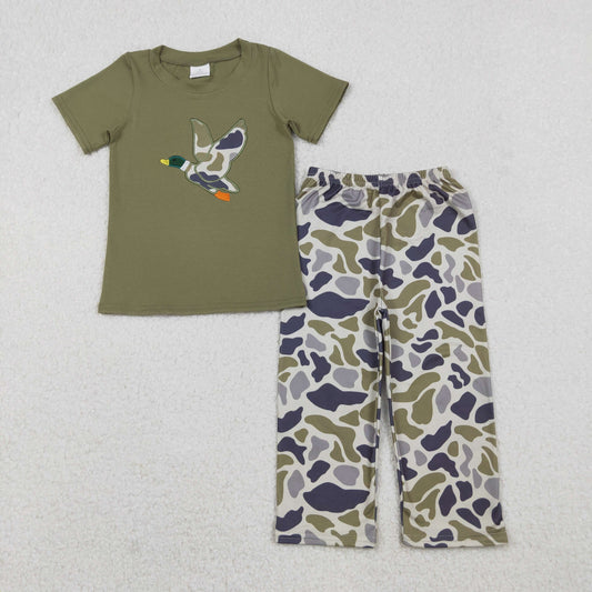 BSPO0583 Baby Boys Embroidery Camo Ducks Top Pants Hunting Clothes Sets