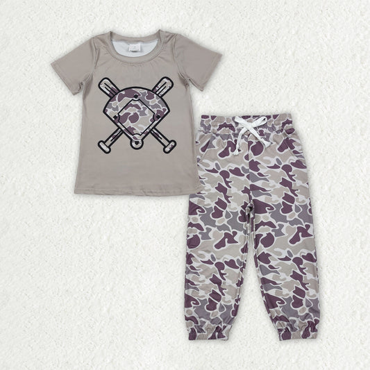BSPO0654 Baby Boys Southern Grey Camo Baseballs Pockets Joggers Team Clothes Sets