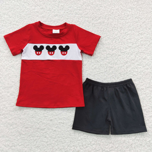 boys cartoon embroidery top shorts set BSSO0092