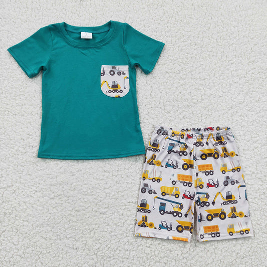 BSSO0118baby boy clothes Green Construction summer outfits