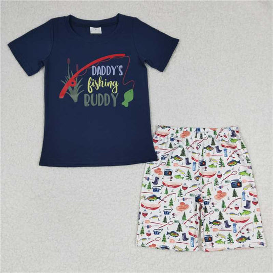 Daddy's fishing buddy boys tops shorts Set BSSO0152