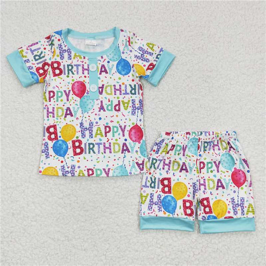 boys happy birthday pajamas sets BSSO0180