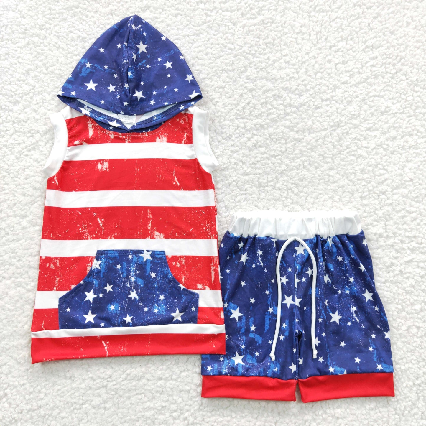 4th of July boys hooded tops bottoms sets