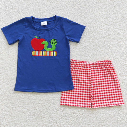 boys apple embroidery t-shirts+shorts sets BSSO0254