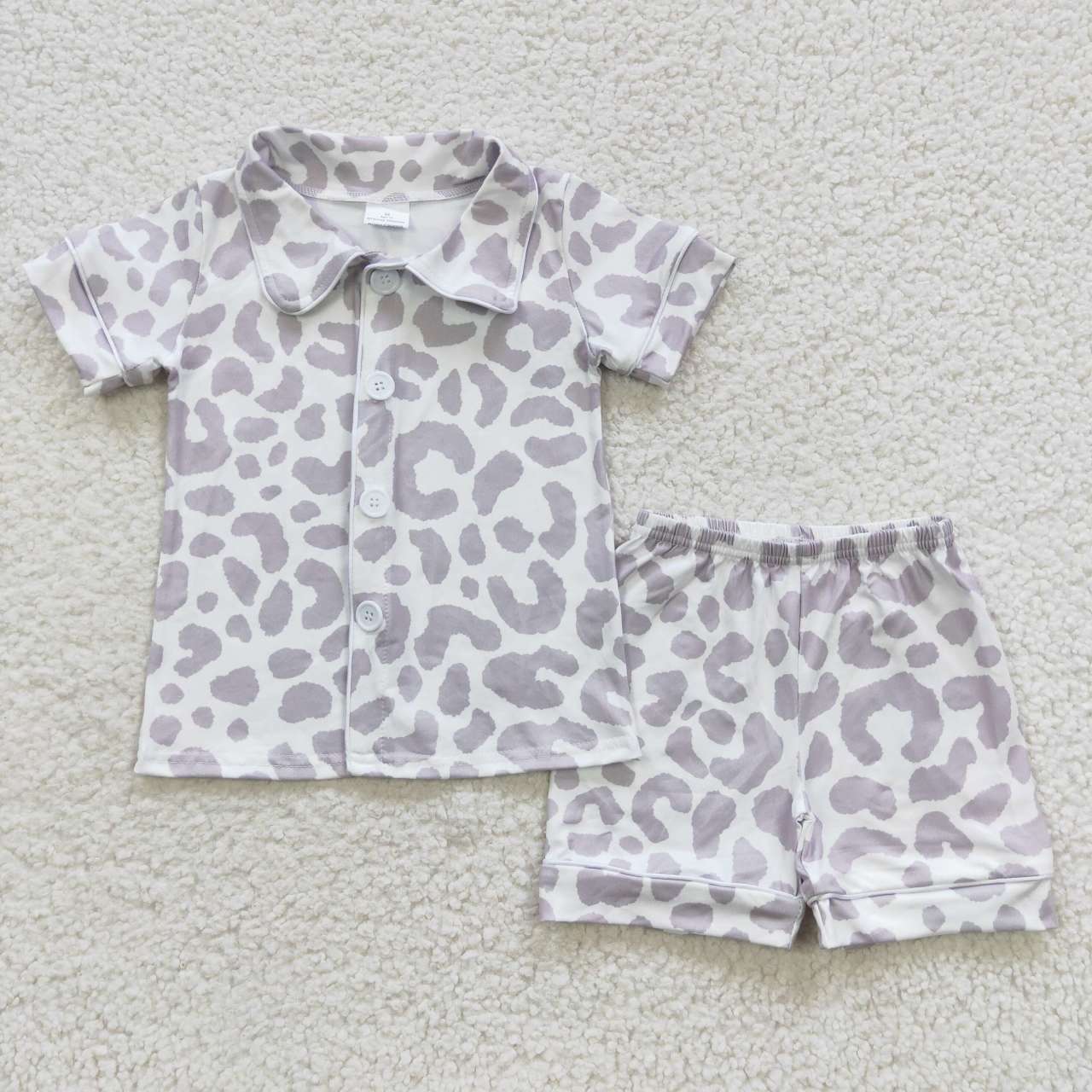 boys grey leopard summer pajamas sets BSSO0272