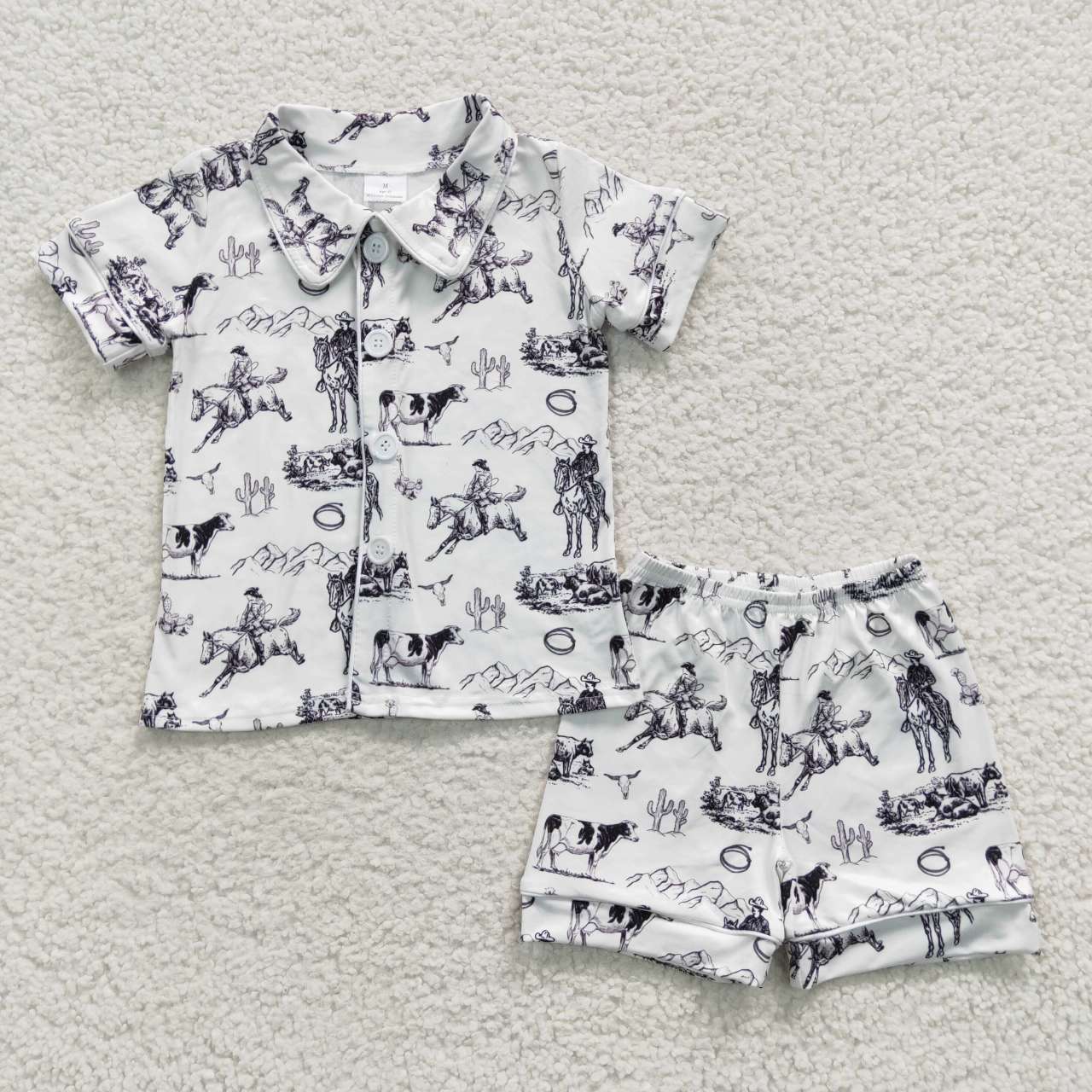 Sibling Baby Boys Button Top Shorts Summer Western Pajamas Sets