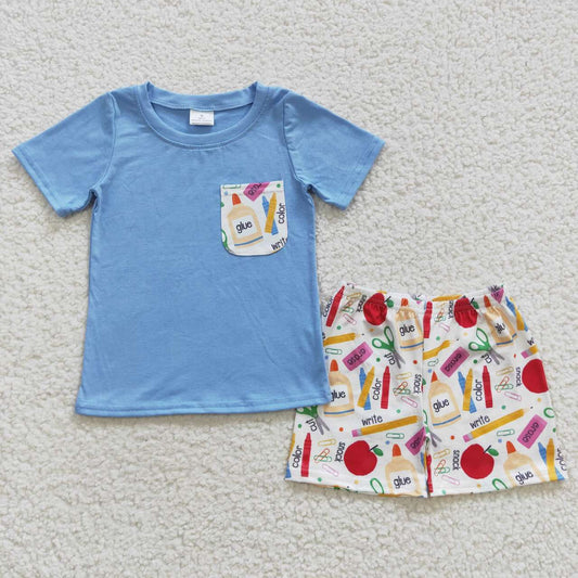 boys return school t-shirts+shorts sets BSSO0278