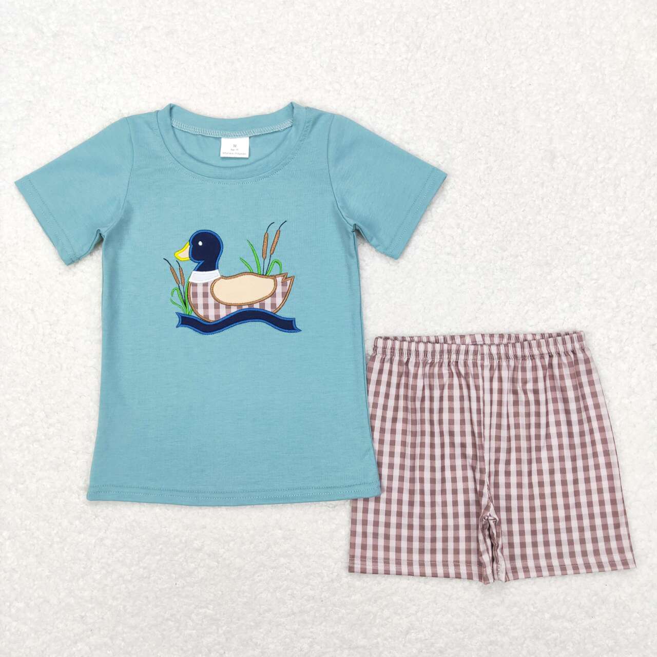 BSSO0281 baby boy clothes embroidery mallard boy summer shorts set