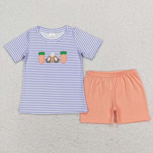 BSSO0301 baby boy clothes rabbit carrots boy easter summer set