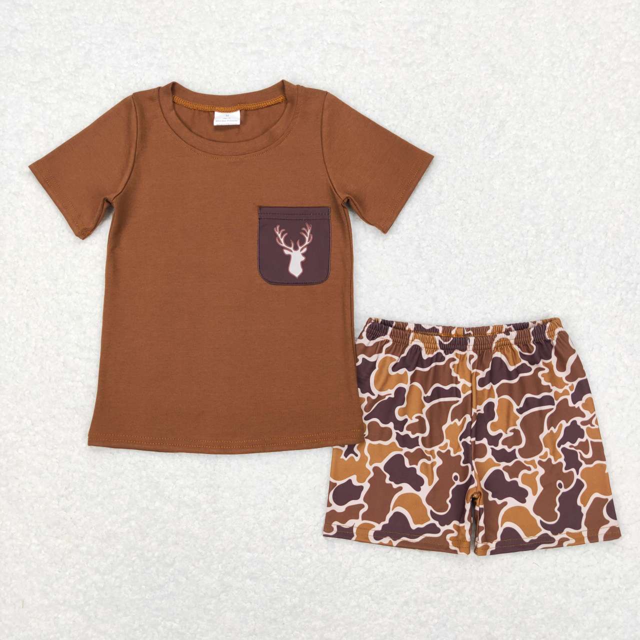 BSSO0302 baby boy clothes brown elk summer shorts set