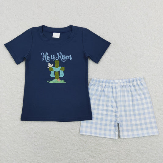 BSSO0319 baby boy clothe He is risen easter summer set