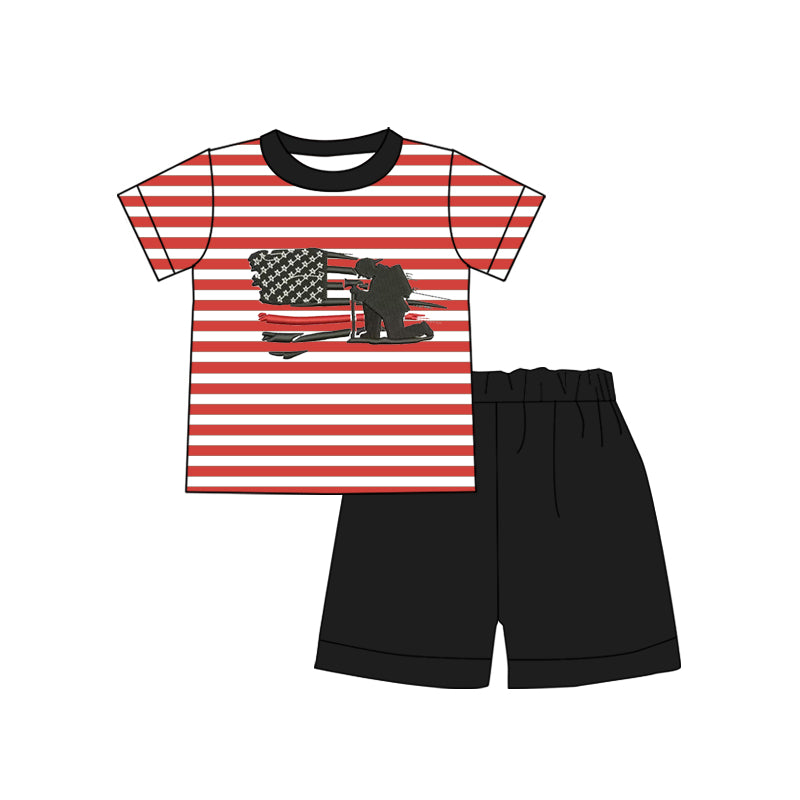 pre-order BSSO0320 baby boy clothe Firemen summer set