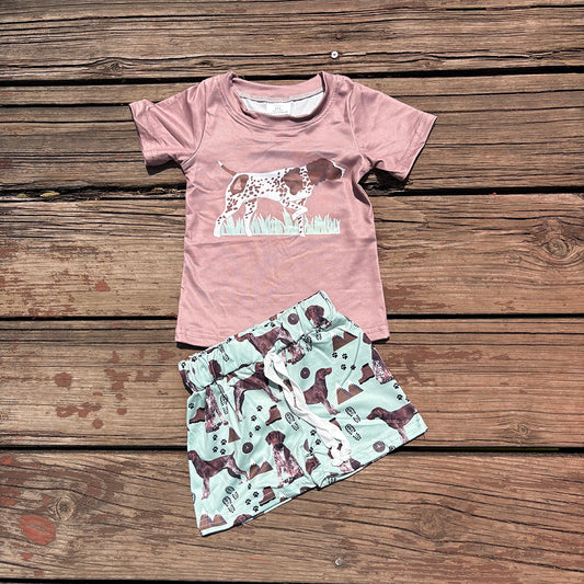 BSSO0335 baby boy clothes dog summer shorts set
