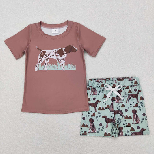 BSSO0335 baby boy clothes dog summer shorts set