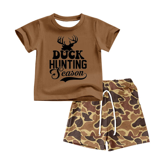 pre-order BSSO0340 baby boy clothes duck hunting camo summer shorts set