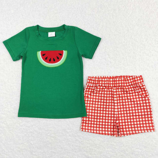 BSSO0345 baby boy clothes watermelon summer shorts set