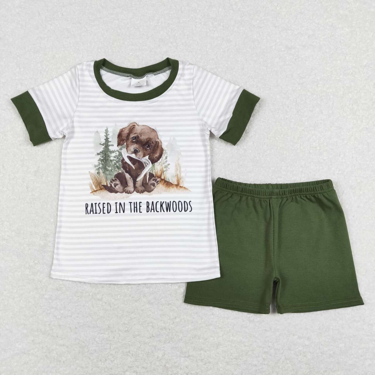 BSSO0376 kids clothes hunting dog boys summer outfits