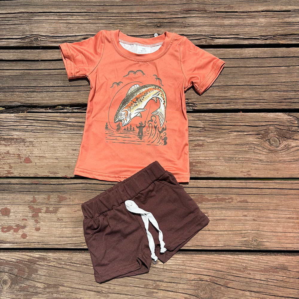 BSSO0489 baby boy clothes boy fishing summer outfits