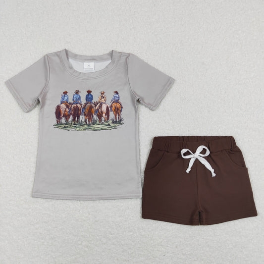 BSSO0500 baby boy clothes boy cowboy summer shorts set