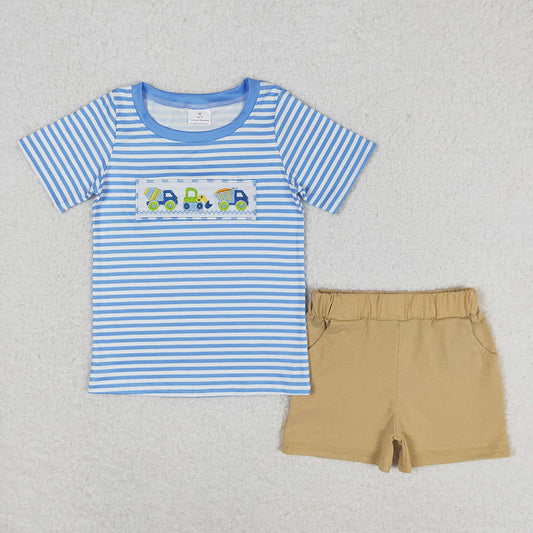 BSSO0572 baby boy clothes engineering vehicle boy summer outfit
