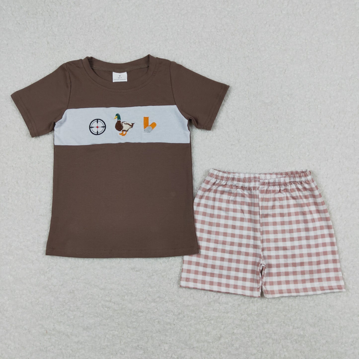 Sibling Baby Boys Embroidery Ducks Top Shorts Hunting Clothes Sets